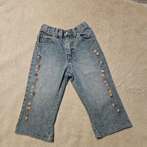 Vintage Y2K Baby Gap Floral  Embroidered Jeans‎ Size 3XL- 3T
